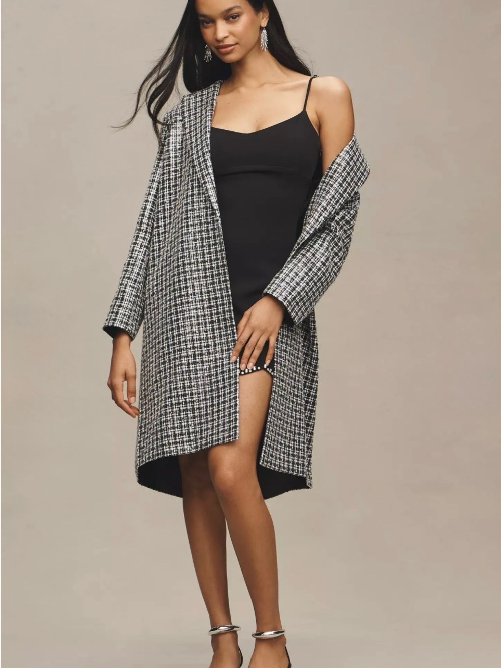 Mare Mare x Anthropologie Sequin Tweed Long Coat Size XL MSRP $198 NWT